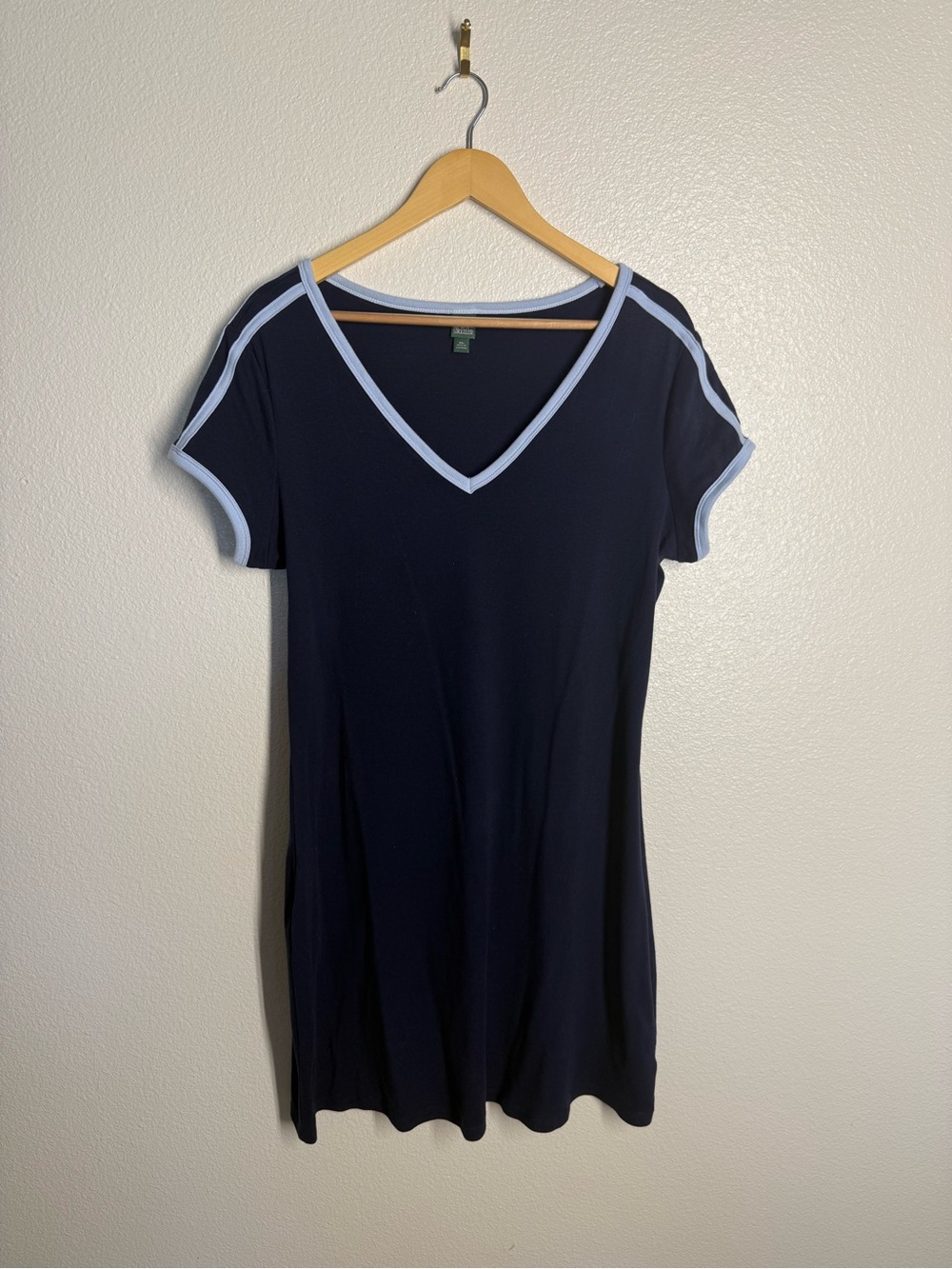 wild fable Navy V-Neck Mini Dress with Light Blue Trim